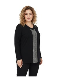 Resim Wearon Kadın Siyah V Yaka Taşlı Bluz Bgl-st05150 Siyah 