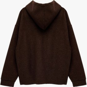 Resim Koton Kaşe Uzun Kollu Kapüşonlu Cep Detaylı Oversize Fermuarlı Sweatshirt Kahverengi 6sal10398ık Kahve 