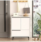 Resim Yurudesign Ocean Ayakkabılık Çok Amaçlı Dolap 3 Kapaklı Metal Ayaklı Beyaz On8c-w 
