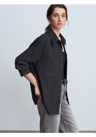 Resim Dilvin 50537 Örme Oversize Gömlek-siyah Siyah 