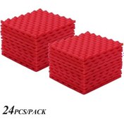 Resim Ses Yalıtım Köpüğü 24 Parça - 30x30cm Dalgalı Akustik Panel Kırmızı 10.1" 10.1" 