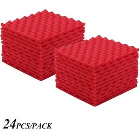 Resim Ses Yalıtım Köpüğü 24 Parça - 30x30cm Dalgalı Akustik Panel Kırmızı 10.1" 10.1" 