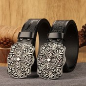 Resim 1.3.7 cm genişliğinde Erkek ve Kadın bel kemeri, retro desen tokalı PU Erkek ve Kadın bel kemerleri, moda kişilikli, nötr tarz 