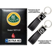 Resim Plakanıza Özel Lotus Logolu Siyah Ruhsat Kabı Ve Anahtarlık 