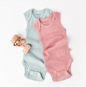 Resim BabyCosy Organik Askılı Çıtçıtlı Yazlık 2li Bebek Atlet Zıbın (mavi-pembe) 