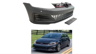 Resim Volkswagen Golf 7,5 ( 2017 - 2020 ) Arası Uyumlu GTI Ön Tampon & Panjur Seti 