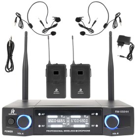 Resim Rennes RM-550HH UHF Çiftli Yaka ve headset Telsiz Kablosuz Mikrofon Seti 