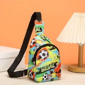 Resim Erkek Çocuklar İçin Canlı Futbol Temalı Naylon Çapraz Çanta - Hafif & Ayarlanabilir Askı, Fermuarlı Kapatma, Karikatür Grafiti Harf Tasarımı, Dış Aktiviteler İçin İdeal, Futbol Çantası 