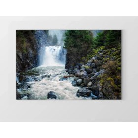 Resim Deniz Çerçeve Orman Şelalesi Tablosu-Çerçevesiz - 100X200 