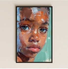 Resim Pastel Yağlı Boya Stilinde Afro Çocuk Portresi Şeffaf Pleksi Tablo 