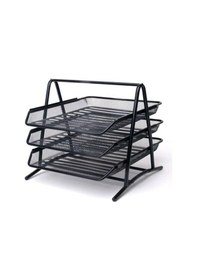 Resim Kraf Perfore Evrak Rafı Metal 3 Katlı 460g Siyah 