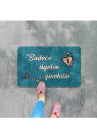 Resim Dijital Baskılı Hoş Geldiniz Yazılı Çiçek Desenli Kapı Önü Paspası İç Ve Dış İçin Yıkanabilir Kaymaz Pembe 