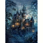 Resim Akrilik Yetişkin Elmas Boyama Kiti, Başlangıç 5D Özel Şekilli Elmas Sanatı Kristal Taşlarla, Ev Duvar Dekorasyon Aracı Seti - Gece Kale Tasarımı, 20x30cm 