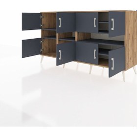 Resim Kronos Konsol 8 Raflı 8 Kapaklı 176x59x99 Çam-antrasit Çam-antrasit 