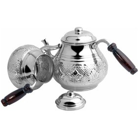 Resim Bakır 4 Parça Motifli Büyük Boy Çaydanlık 