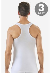 Resim Arma Yıldız Erkek Pamuklu Sporcu Rambo Atlet Beyaz 3'lü Paket Beyaz 