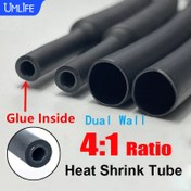 Resim 2m/ 78.74 inç Uzunluk Paslanmaz Koruma ve Isı Küçültme Tüpü, 4:1 Oran Denizcilik Isı Küçültme Kablosu, Kablo Yalıtım Astarlı Tüp - Paslanma ve Hava Kaçağı Karşıtı 