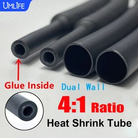 Resim 2m/ 78.74 inç Uzunluk Paslanmaz Koruma ve Isı Küçültme Tüpü, 4:1 Oran Denizcilik Isı Küçültme Kablosu, Kablo Yalıtım Astarlı Tüp - Paslanma ve Hava Kaçağı Karşıtı 