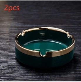 Resim Chuangyinshop 2 Adet Şık Siyah Seramik Yeşil Altın Kenarlı Kültabla, Modern Minimalist Tasarım Ev & Ofis Dekoru 