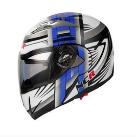 Resim -158 ÇENE AÇILIR GÖZLÜKLÜ E-CE BELGELİ KASK MAVİ GRAFİK 