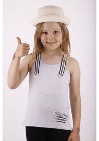 Resim Toontoy Kids Toontoy Kız Çocuk Omuz Şerit Aksesuarlı Atlet Gri Melanj 