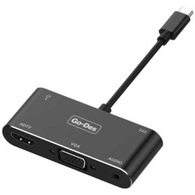 Resim GD-8761 Type-C to HDMI 4K & VGA & Aux Dönüştürücü Adaptör USB 3.0 Go-Des