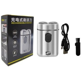 Resim Elektrikli Tıraş Makinesi Temiz Erkek Araba Seyahat Taşınabilir Şarj Mini Küçük Çelik Top Sakal Bıçağı Teknoloji Gümüş Çift Başlı Dijital Tıraş Makinesi 