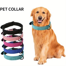 Resim Büyük Köpek Kolyesi Yumuşak Dolgulu Köpek Kolyeleri Dayanıklı PVC Sahte Deri Pet Kolyesi Kolyesi Büyük Köpekler Rottweiler Labrador Pitbull için 