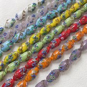 Resim 2/5 adet oval 22x14mm vintage baskı el yapımı lampwork cam dekoratif boncuklar, takı yapımı için uygun bilezik aksesuarları 