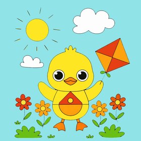 Resim Sayılarla Boyama Seti - Uçurtmalı Civciv 