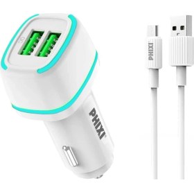 Resim Phixi Force QCC571M Çift Çıkışlı Fast Micro USB Kablolu Araç Şarj Cihazı 