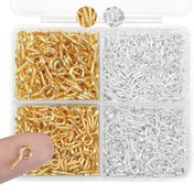 Resim 400 Parça/Set 5x10mm Altın Gümüş Koyun Gözü Çivisi Seti, DIY Takı Yapımı Bileklik ve Kolye Aksesuarları İçin Alaşım Vidalı Göz Pimleri 
