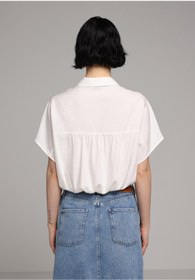 Resim Colin's Fashion Fit Shirt Neck Jakarlı Kadın Beyaz Kısa Kol Gömlek 