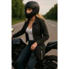 Resim Motobros Karbon Desenli Deri Motosiklet Bacak Çantası 3 Gözlü Su Geçirmez Universal Kullanım İçin 