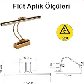 Resim Merwish 35 Cm Elektrikli 4000k Soft Beyaz Enerji Tasarruflu Flüt Led Aplik Banyo Tablo Çalışma Masası Duvar Sanat Eseri Ayna Dekoratif ve Modern Aydınlatma Gümüş (Krom) Renk (Gold) 