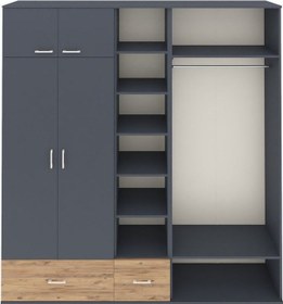 Resim Hyperion Dolap 12 Raflı 2 Çekmeceli 2 Askılı 220x44x243 Antrasit-antrasit/çam Antrasıt/atlas Çam 