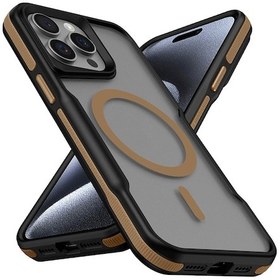 Resim İphone 14 Pro Max Uyumlu Magsafe Şarj Özellikli Renkli Kenar Airbag Şeritli Zore Lamer Kapak-titanyu Titanyum-gold 