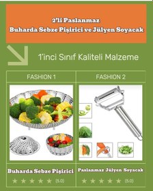 Resim 2'li Sebze Pişirici Ve Sebze Meyve Soyacak Jülyen 