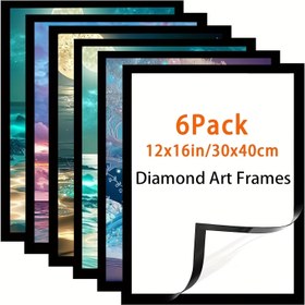 Resim 6 Adet Elmas Manyetik Çerçeve 12x16 İnç - 30x40 cm, 10x14 inç Resim için Uygun, Kendinden Yapışkanlı Manyetik Çerçeveler, Duvar Pencere Kapı İçin Uygundur, Fotoğraflar, Tablolar, Posterler, Kartlar, Sertifikalar, Noel İçin En İyi Seçim 