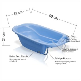 Resim M3 Decorium En Kaliteli Sağlam 90 cm Su Tahliye Borulu Kaydırmaz Bebek Yıkama Küveti Leğeni Kabı 