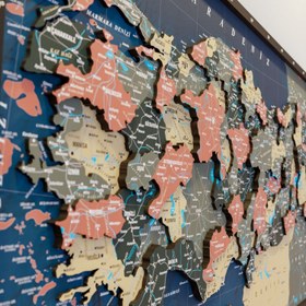Resim Renkli Baskılı Türkiye Haritası - Çerçeveli Ahşap Duvar Dekoru (Sage) - 66x35 cm 