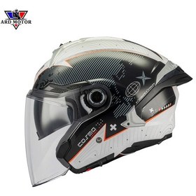 Resim Mt Helmets Cosmo Sv Layout A1 Parlak Güneş Vizörlü Yarım Kask Beyaz 
