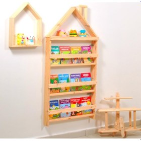 Resim Markaawm Çocuk Odası Eğitici Montessori Kitaplık Mobilya Raf Duvar Rafı 4 Akçaağaç 
