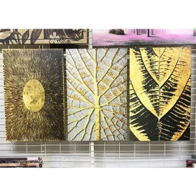 Resim Soyut Kanvas Tablo Altın 3 Parça Set 100 