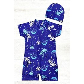 Resim My Kids Wear Boneli ,pervaz Fermuarlı ,güneş Korumalı Erkek Çocuk Tulum Mayo Koyu Lacivert 