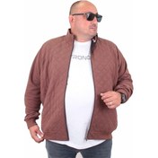 Resim Mocgrande Büyük Beden Fermuarlı Hırka Diamond 23281 Taba-Taba 