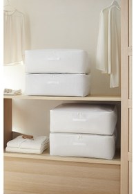 Resim Home Wave 8'li Büyük Boy Gri Pötikare Baza Altı Hurç Set 62 X 46 X 22 Cm Gri 