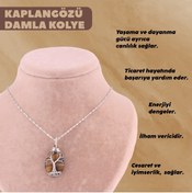 Resim OSMANLI DEĞERLİ TAŞ Sertifikalı Kaplan Gözü Doğal Taş Damla Kolye Ucu - M384 
