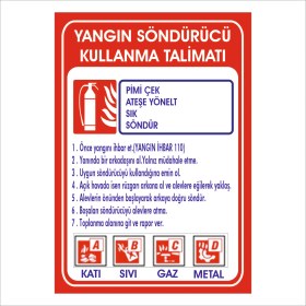 Resim 3 mm Dekota (Forex) Üzerine Uv Baskı Yangın Söndürücü Kullanma Talimatı 35X25 cm 