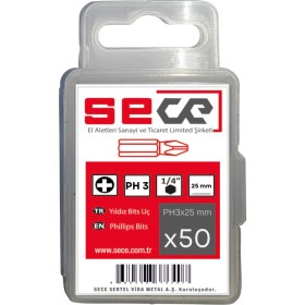 Resim Sece 1/4'' Yıldız Bits Uç PH3X25 mm 50 Adet 